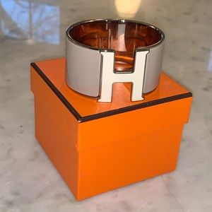 Auth Hermès Clic Clac | Extra Wide Grey Enamel